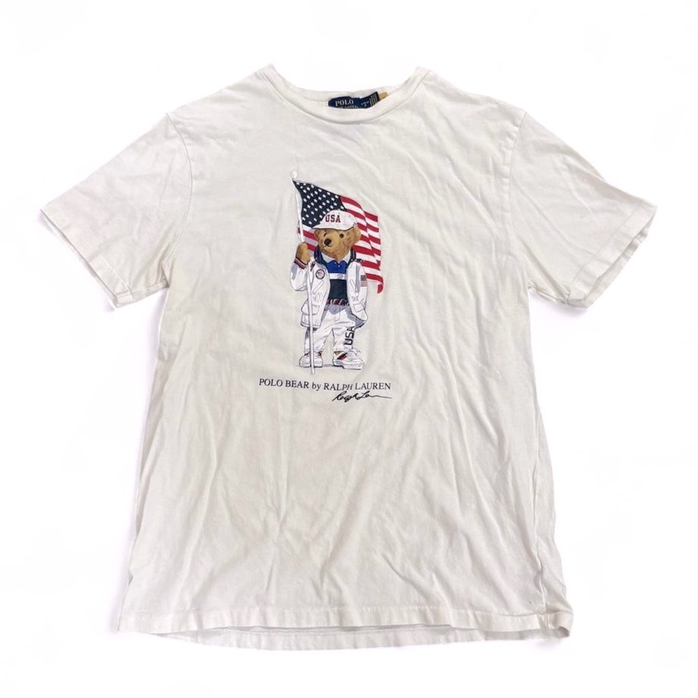 Polo by Ralph Lauren White Tee with USA Polo Bear Graphic